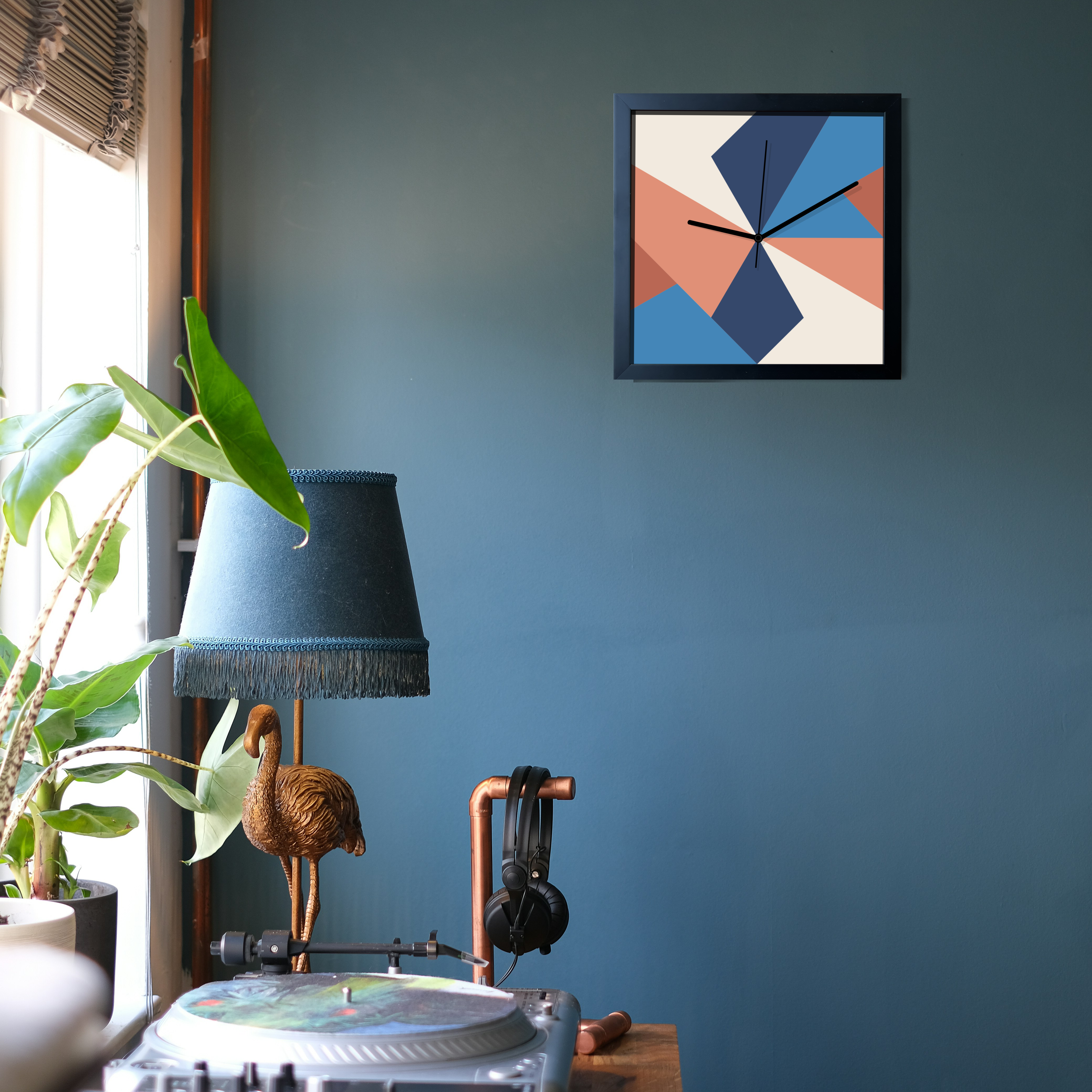 Design-Wanduhr Pattern Clock – Motiv Coras sea – Vollholzrahmen – lautloses Uhrwerk