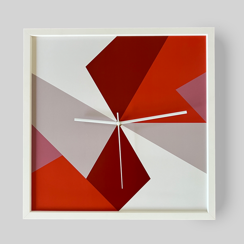 Cherries – rote Design-Wanduhr mit Holzrahmen im Vintage-Look