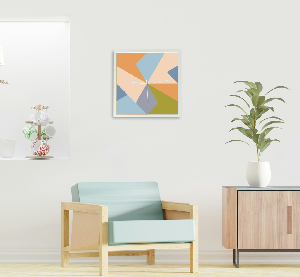 Design-Wanduhr Pattern Clock – Motiv Coastal – Vollholzrahmen – lautloses Uhrwerk
