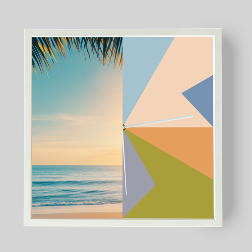 Alt-Text:
Design-Wanduhr Pattern Clock – Motiv Coastal – Vollholzrahmen – lautloses Uhrwerk