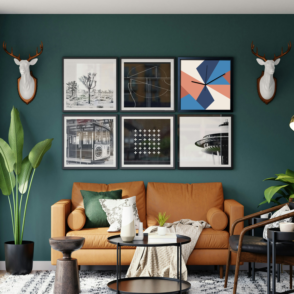 Design-Wanduhr Pattern Clock – Motiv Coras sea – Vollholzrahmen – lautloses Uhrwerk