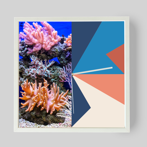 Design-Wanduhr Pattern Clock – Motiv Coras sea – Vollholzrahmen – lautloses Uhrwerk