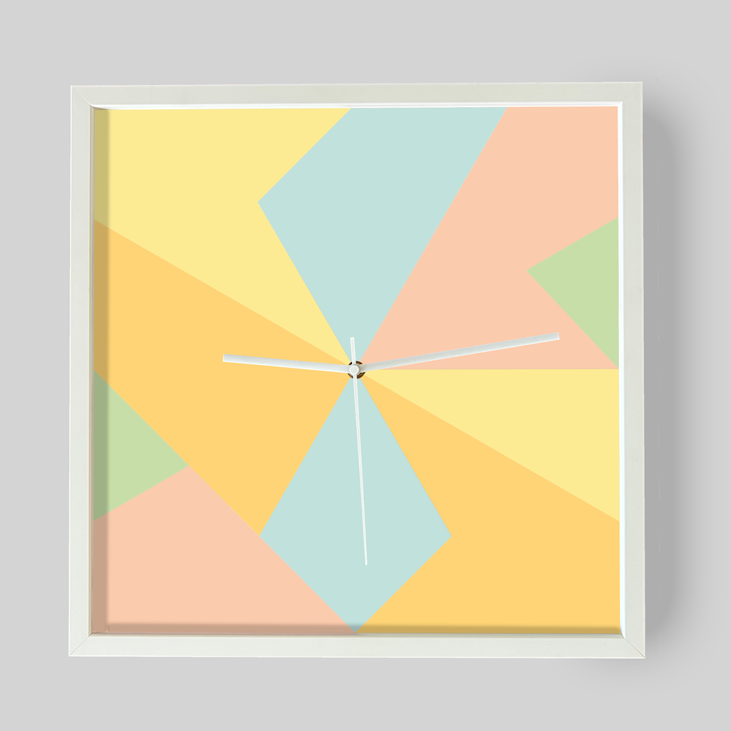 Design-Wanduhr Pattern Clock – Motiv pastels – Vollholzrahmen – lautloses Uhrwerk