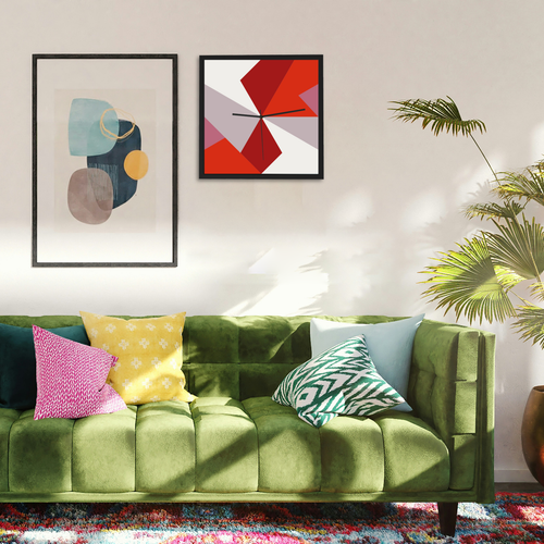 Design-Wanduhr Pattern Clock – Motiv Cherries – Vollholzrahmen – lautloses Uhrwerk